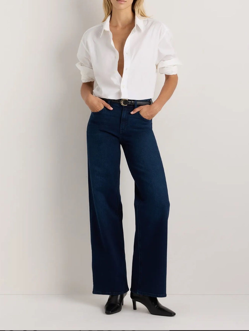 Quince Dark Blue Wide-Leg Jeans